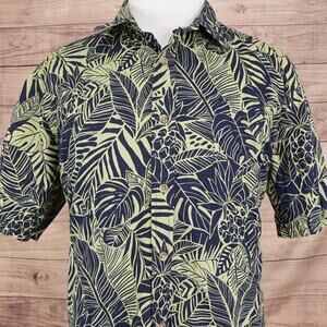 Cooke Street Honolulu Shirt Mens XL Blue Green Hawaiian Aloha Tropical Button Up